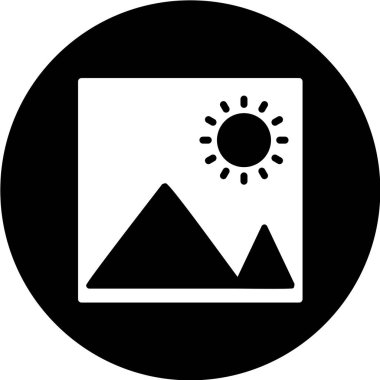 manzara siyah simgesi beyaz arkaplanda izole