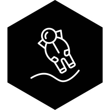 Moda Biçimli Astronout İniş Simgesi İzole Arkaplan