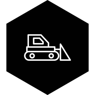 Moda Biçimli Buldozer Simgesi İzole Arkaplan      