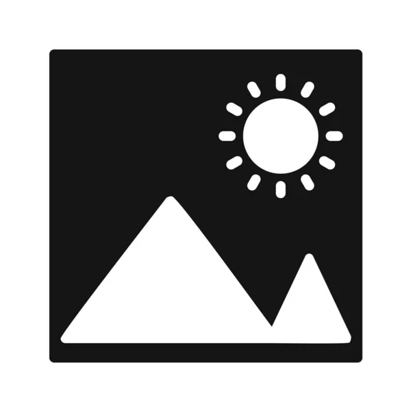 Illustration Vectorielle Icône Soleil Montagnes — Image vectorielle