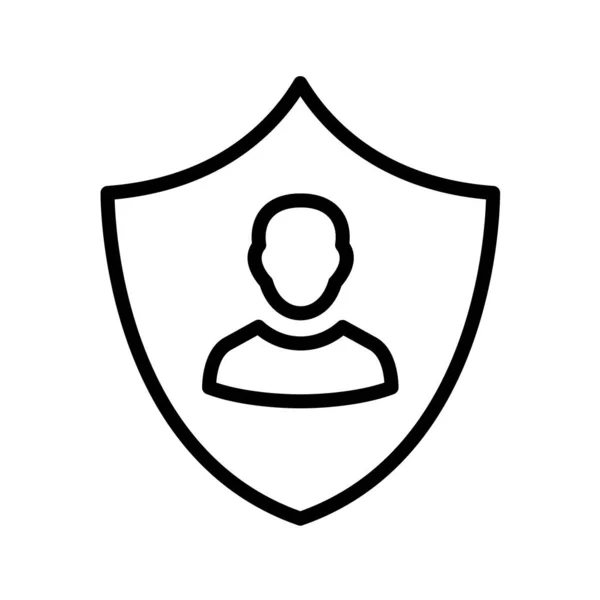 Ícone Escudo Estilo Preto Isolado Fundo Branco Símbolo Proteção Ilustração — Vetor de Stock