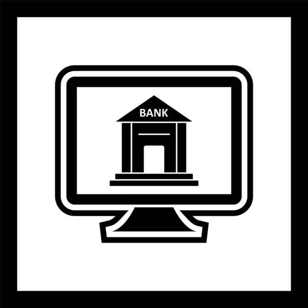 Icono Banca Por Internet Estilo Moda Fondo Aislado — Archivo Imágenes Vectoriales