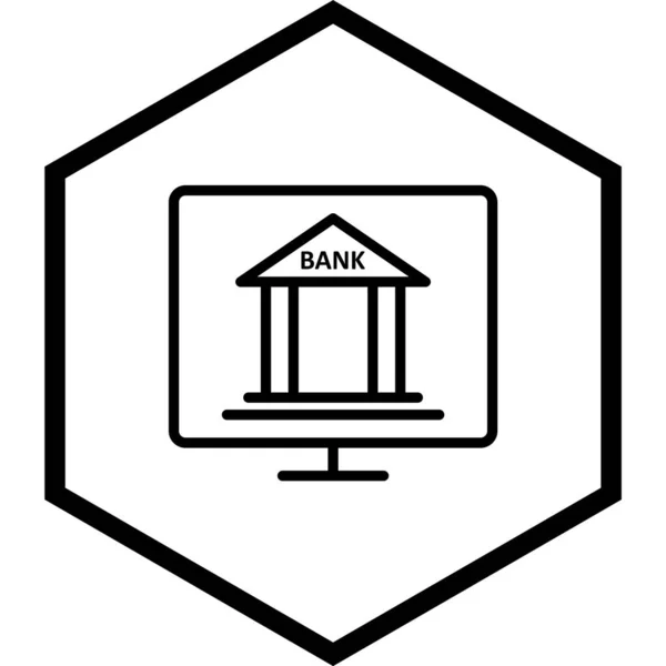 Ícone Bancário Internet Estilo Moda Fundo Isolado — Vetor de Stock
