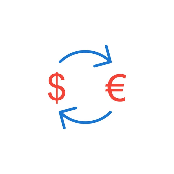 Wymiana Euro Ikoną Dolara Modnym Stylu Izolowane Tle — Wektor stockowy