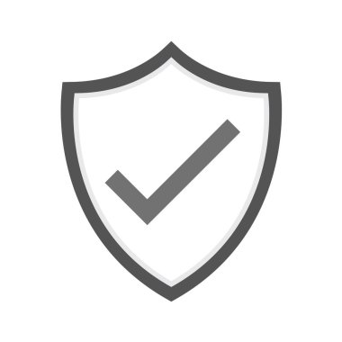 Beyaz arkaplanda siyah bir kalkan simgesi izole edildi. Koruma sembolü çizimi.