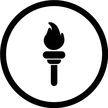 Beyaz arkaplanda siyah bir alev ikonu var. din sembolü illüstrasyon.