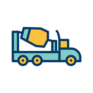 Kargo kamyonu çizgisi simgesi beyazda izole edildi. vektör illüstrasyonu