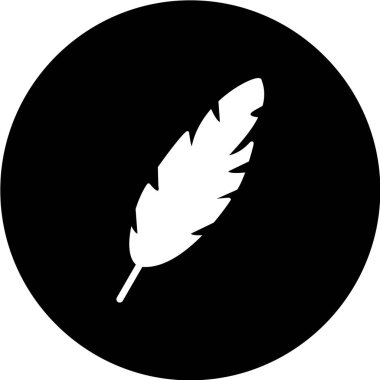 Tüy vektör simgesi. Grafik ve web tasarımı için beyaz arkaplanda siyah illüstrasyon izole edildi.