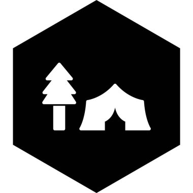 Ağaçlı Çadır Simgesi Moda Biçimli İzole Arkaplan