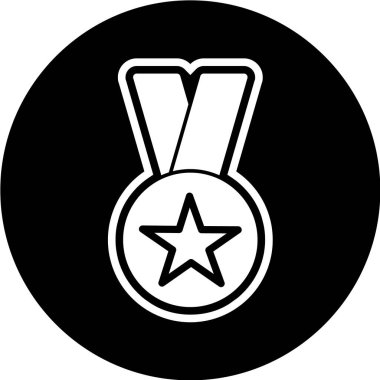 Gri arkaplanda siyah beyaz madalya simgesi