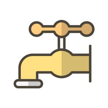 Beyaz arkaplanda izole edilmiş bir musluk simgesi. tesisat sembolü vektör illüstrasyonu