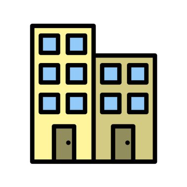 düz tasarım modern yapı ikonu vektör çizimi