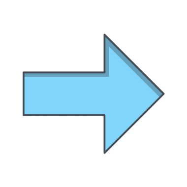 Düz biçimde beyaz arkaplanda izole edilmiş ok simgesi. yön sembolü illüstrasyonu