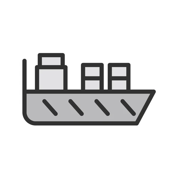 Cargo Ship Line Icon — Stock Vector