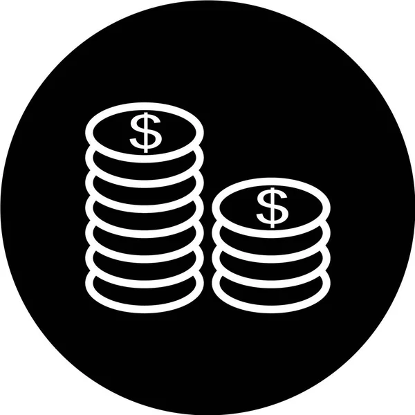 Dollar Munten Vector Pictogram — Stockvector