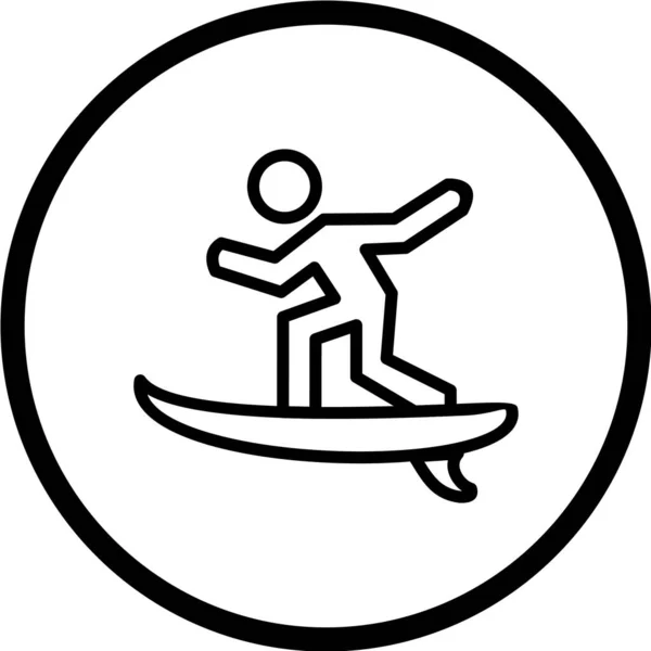 Surf Icono Vector Negro — Archivo Imágenes Vectoriales