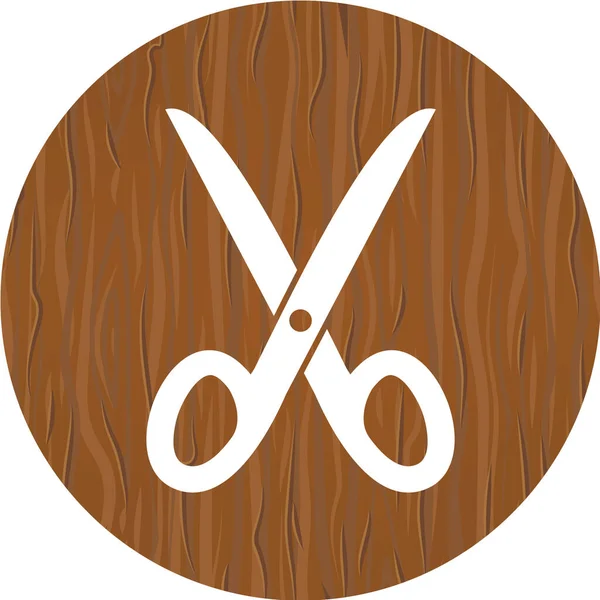 Ножницы Обрезающие Деревянную Иконку — стоковый вектор