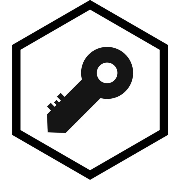 Key Black White Vector Icon — Stock Vector