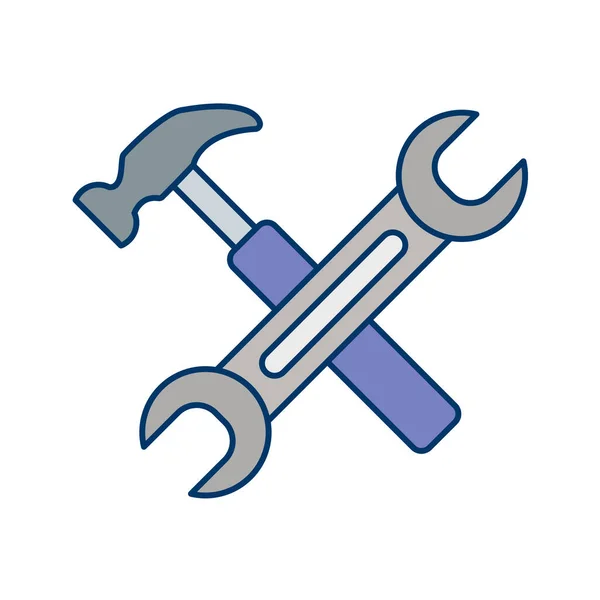 Wrench Hammer Icon Flat Style Isolated White Background Repair Service — Stock Vector