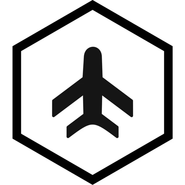 Samolot Czarno Biały Wektor Ikona — Wektor stockowy