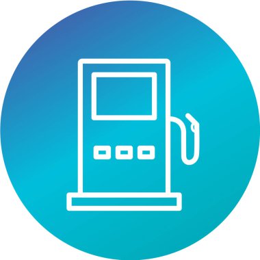 Yakıt pompası işareti. Vektör. Mavi ve diğer gradyan örgü ile yeşil arkaplanda beyaz simge.