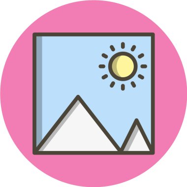 Pembe güneş resimli fotoğraf çerçevesi.