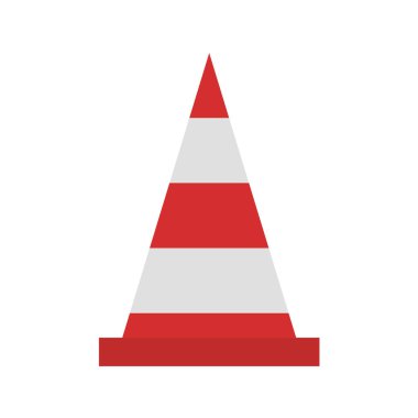 Düz çember içinde trafik konisi simgesi ağ için izole edilmiş vektör çizimi