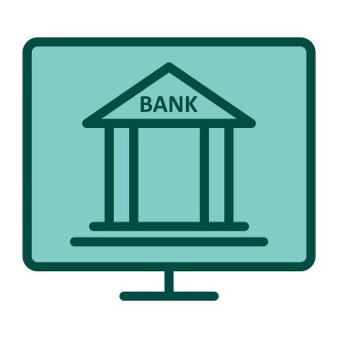 Moda Biçimli İnternet Bankacılık Simgesi İzole Arkaplan  