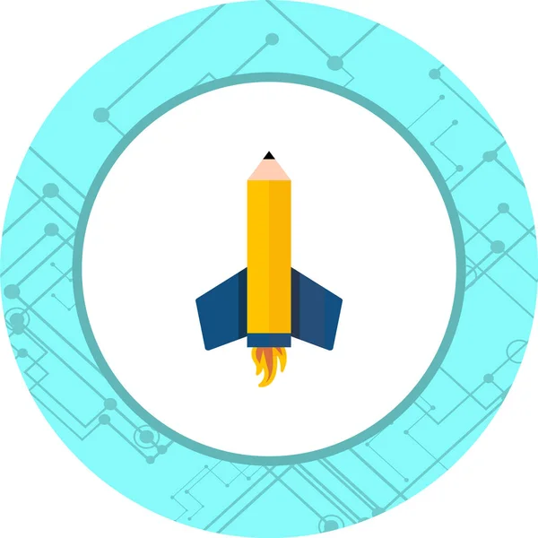 Ícone Foguete Lápis Estilo Moderno Isolado Fundo —  Vetores de Stock
