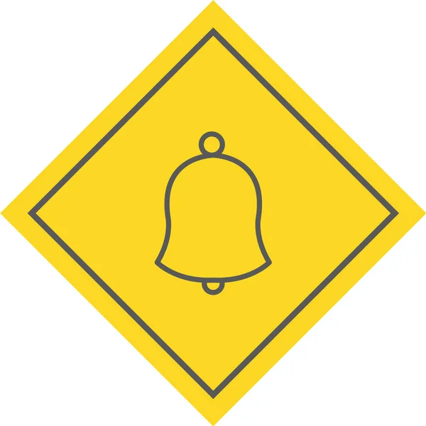 Σύμβολο Καμπάνας Εικονογράφηση Κινουμένων Σχεδίων Του Κίτρινου Τετραγωνικού Διανυσματικού Συμβόλου — Διανυσματικό Αρχείο