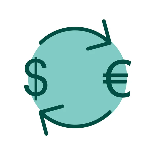 Echange Euro Avec Dollar Icône Dans Style Mode Fond Isolé — Image vectorielle