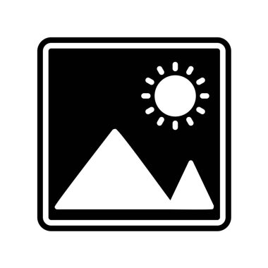 Güneş ve dağ ikonunun vektör illüstrasyonu