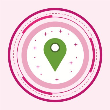 Pembe arkaplandaki harita iğnesinin vektör çizimi