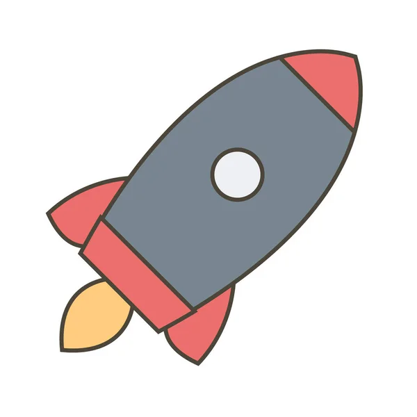 Rocket Icon Flat Color Style Vector Illustration — Stock Vector