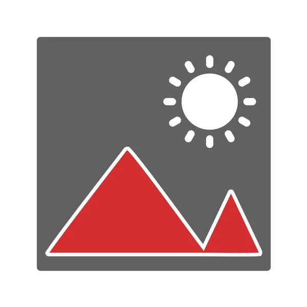 Vector Illustration Sun Mountains Icon — Stock Vector