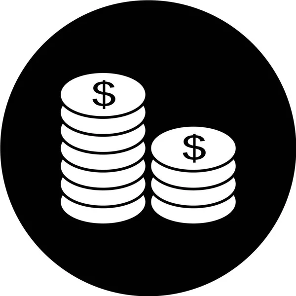 Dollar Munten Vector Pictogram — Stockvector