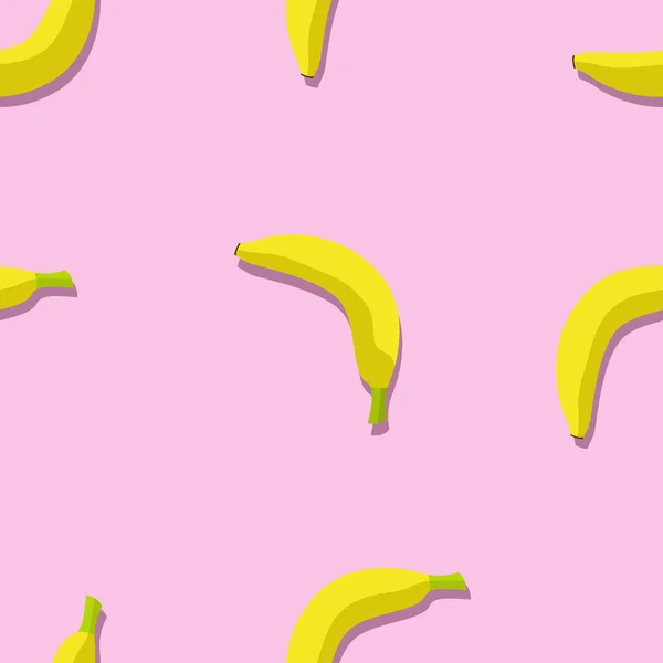 Banana Fundo Rosa Sem Costura Padrão Vetor Ilustração —  Vetores de Stock