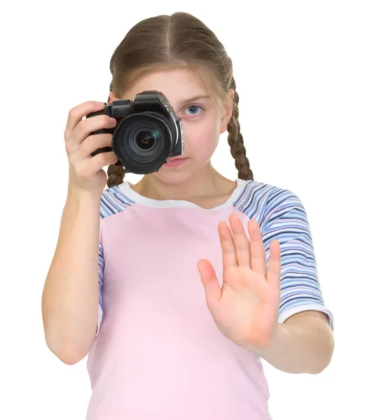 Little Girl Camera Hands — Stock Photo, Image