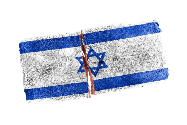 Ruwe Gebroken Bakstenen Geïsoleerd Een Witte Achtergrond Vlag Van Israël — Stockfoto