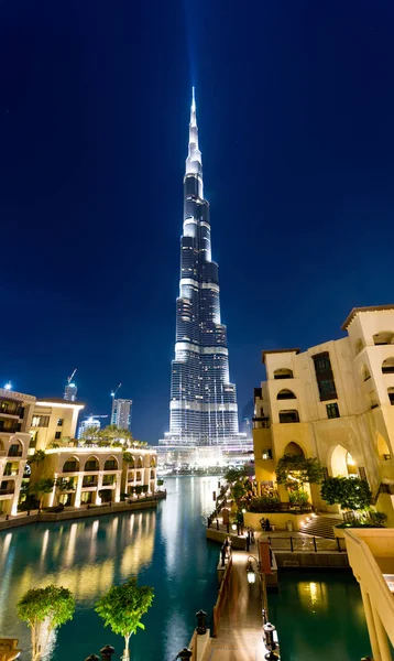 Burj Khalifa Dubai Olhe Pela Piscina Fonte — Fotografia de Stock