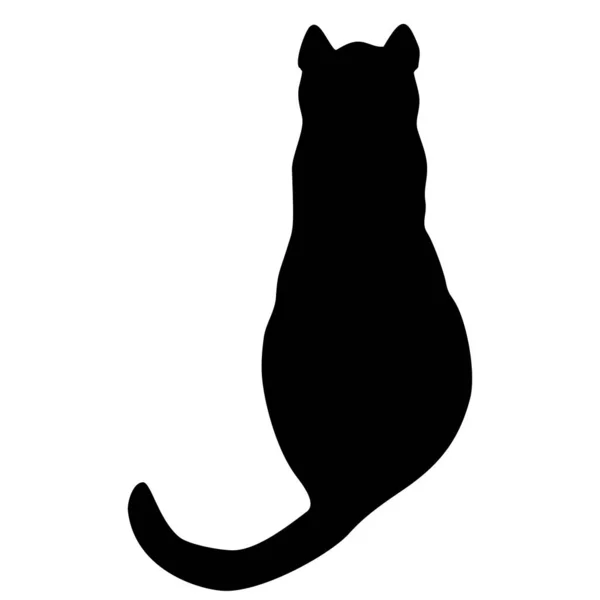 Dunkelschwarze Katzensilhouette Isoliert Vom Hintergrund Haustier Illustration — Stockfoto