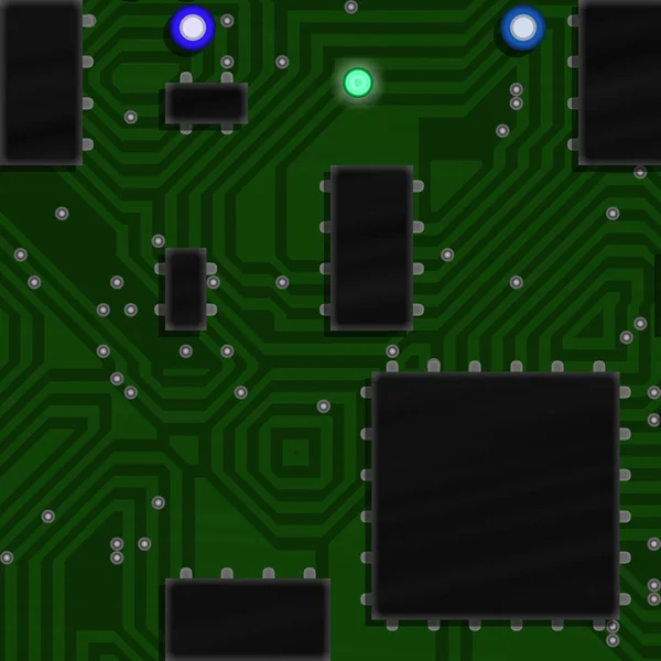 Zielona Płytka Drukowa Używana Elektronice — Zdjęcie stockowe