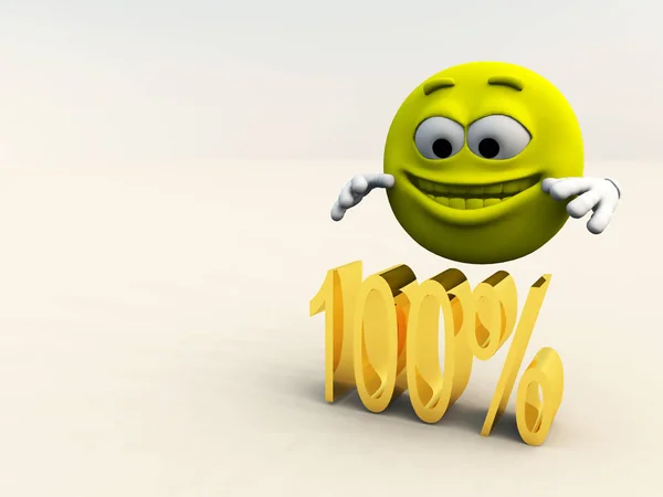 Desenhos Animados Felizes Que Tem 100 Por Cento — Fotografia de Stock