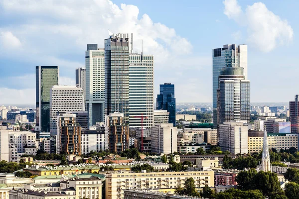 Warschauer Geschäftsviertel Bei Nachmittagssonne Luftbild — Stockfoto