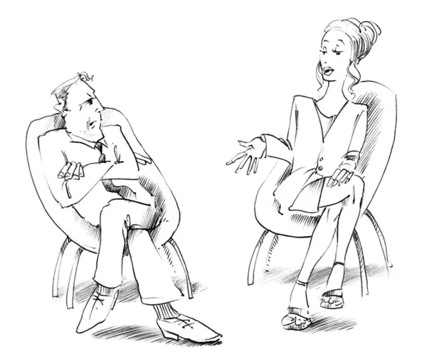 Body Language Man Woman Talking — Stock Photo, Image
