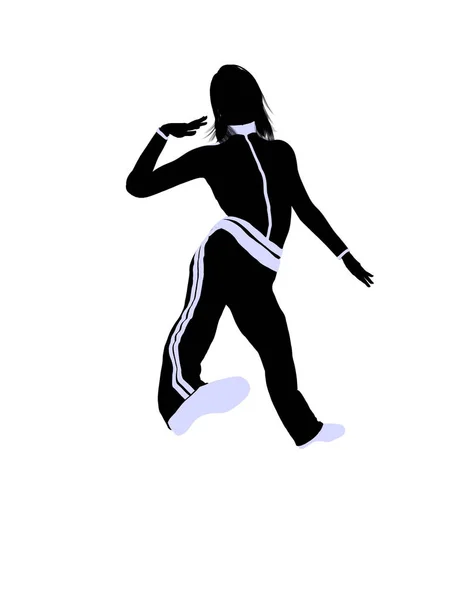 Weibliche Urbane Tänzerin Silhouette Auf Weißem Hintergrund — Stockfoto