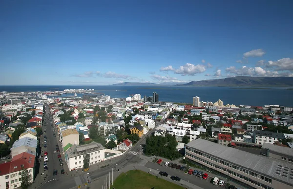 Vista Aérea Cidade Reykjavik Com Vista Para Porto Esja — Fotografia de Stock
