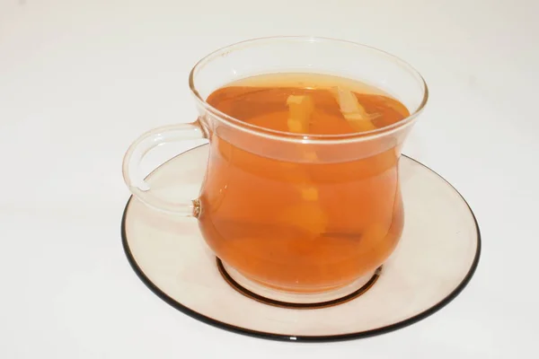 Маленька Чашка Гарячим Червоним Чаєм Лимоном — стокове фото