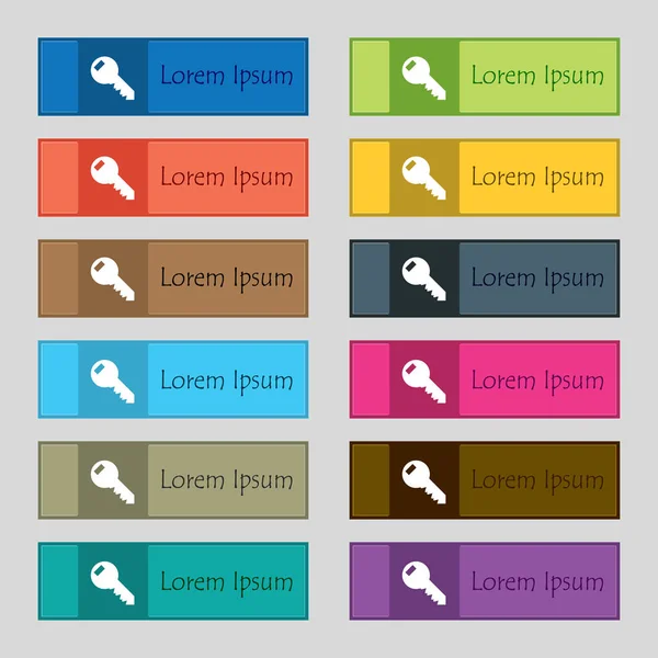 Ícone Sinal Chave Desbloquear Símbolo Ferramenta Conjunto Botões Coloridos Ilustração — Fotografia de Stock