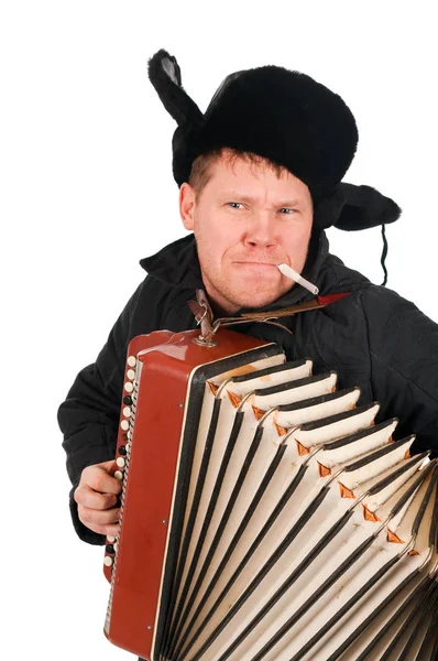 俄罗斯男子手风琴 — 图库照片